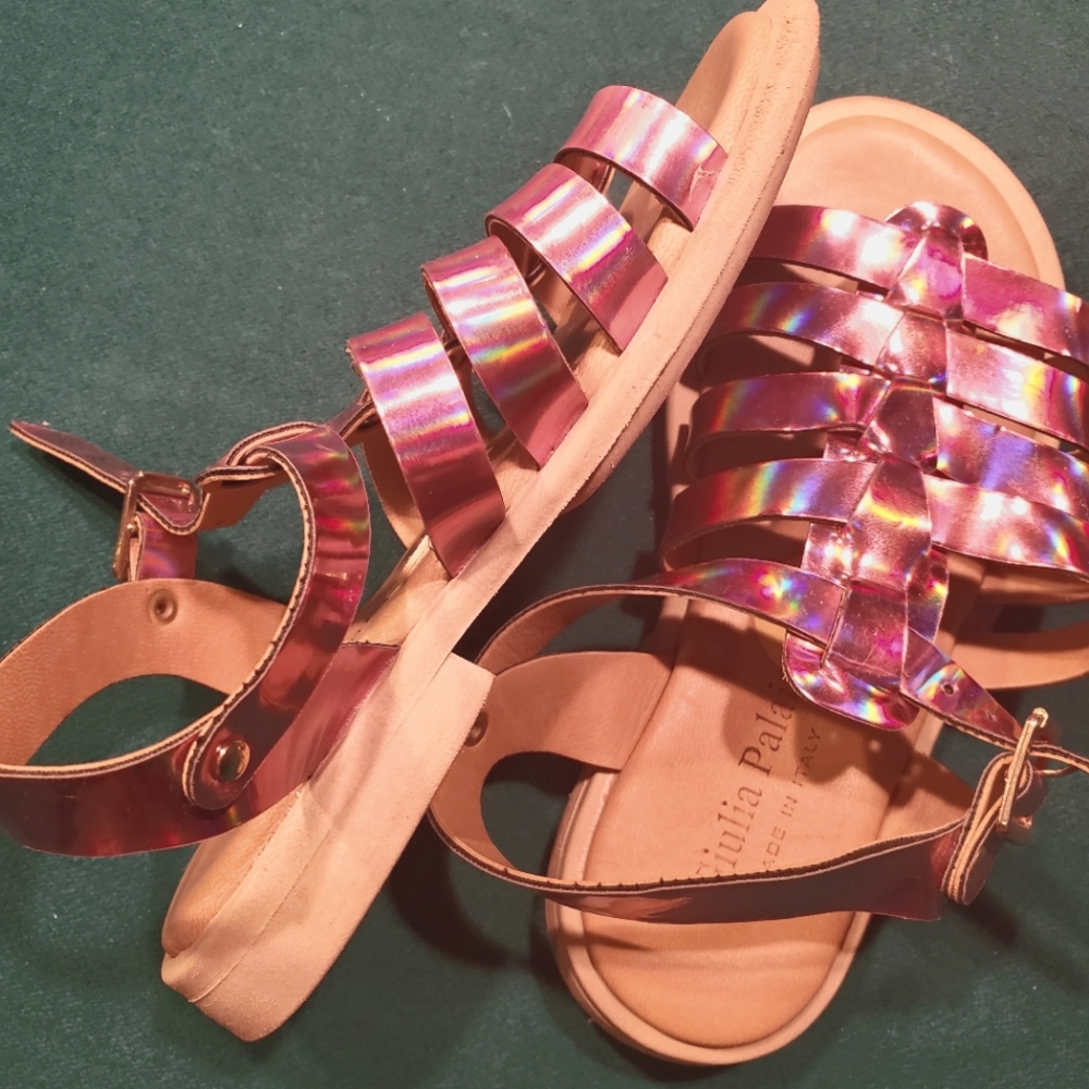 Pink chrome girls sandals